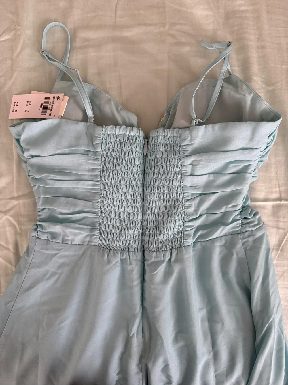 Abercrombie & Fitch Turquoise Ombré Silver Hardware Cut Out Maxi Dress Bra-Free
